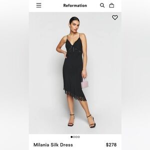 NWT Reformation Milania Silk Dress Black size Medium